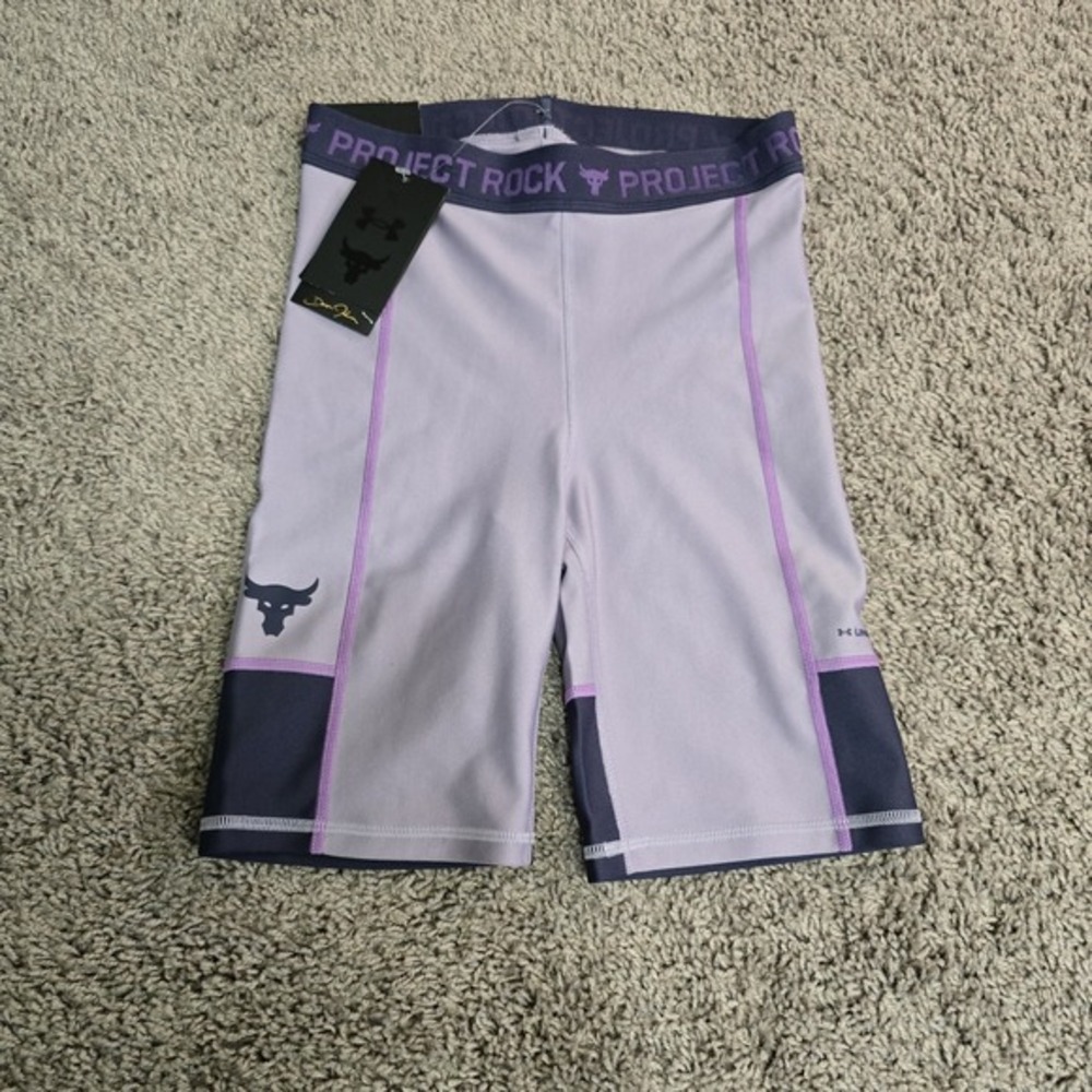 NEW‎ Under Armour Project Rock Compression Bike Shorts Womens XS Purple $50
